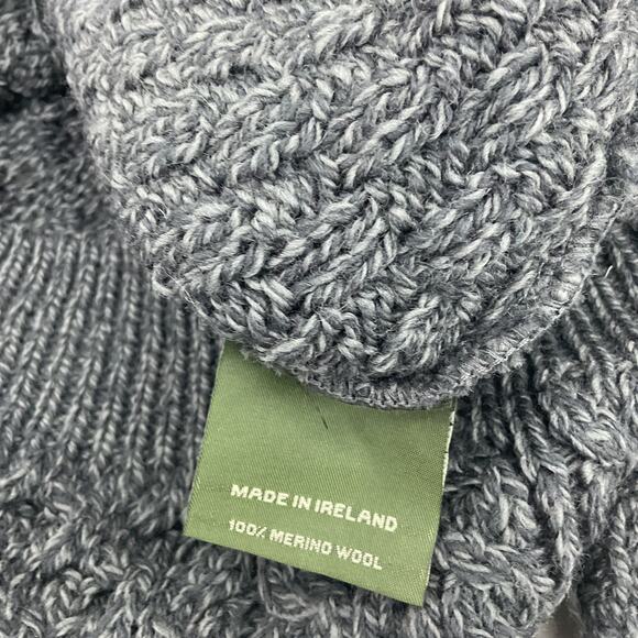 The Irish Store Gray Irish Fisherman Merino Wool Pullover Sweater Men L Preowned - Picture 4 of 5